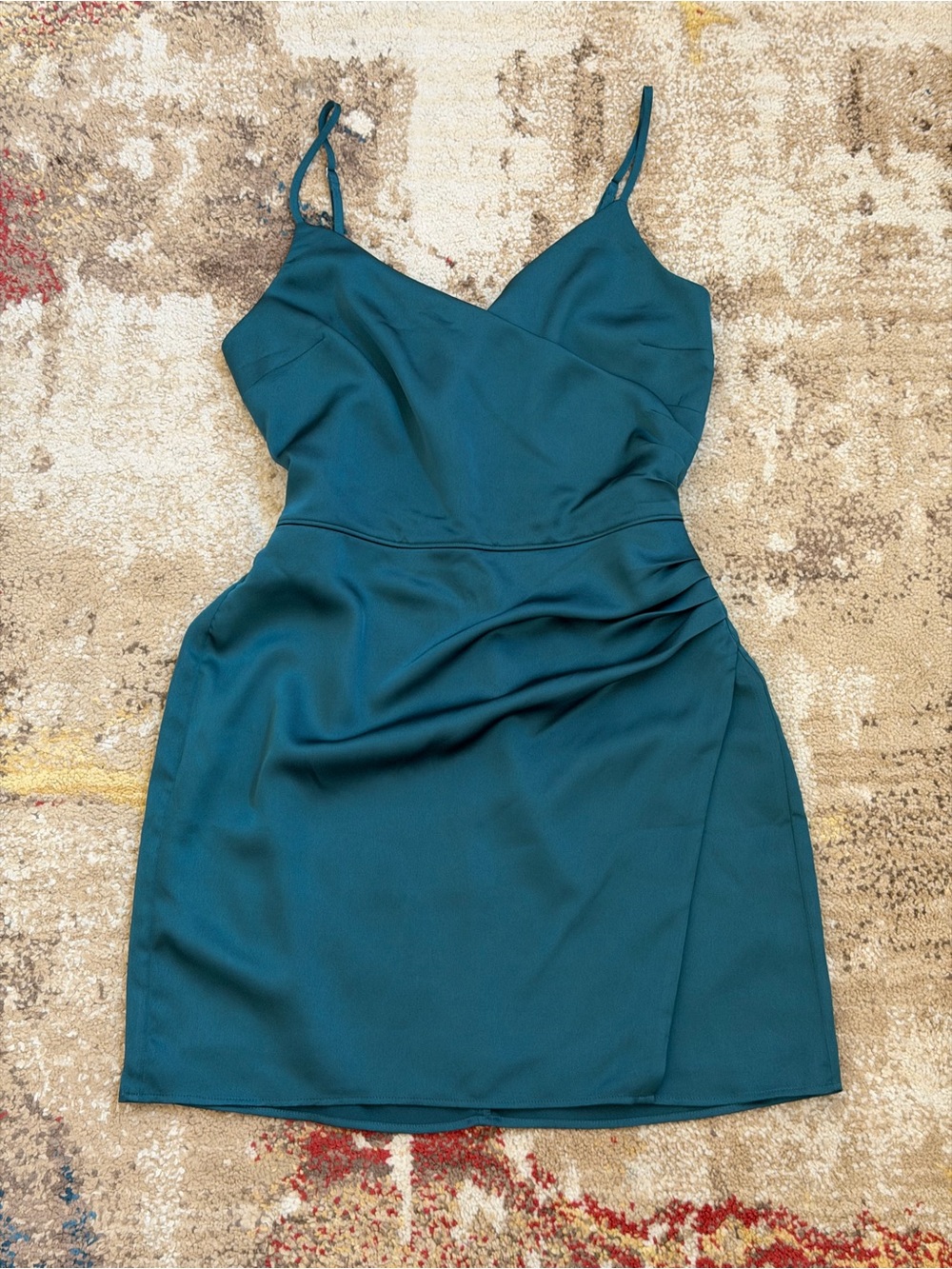 Abercrombie & Fitch Teal Slip Mini Dress with Side Drape